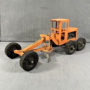 Vintage Orange Structo Road Grader Pressed Steel 19” Long